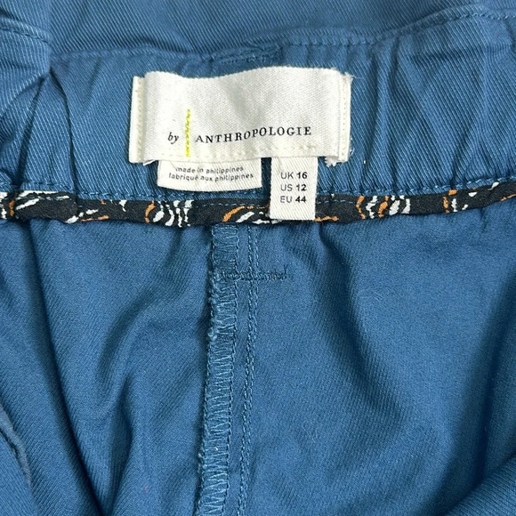 Anthropologie Women’s Size 12 Teal Ellie Embroidered Pockets Utility Pants Belt - Picture 11 of 16
